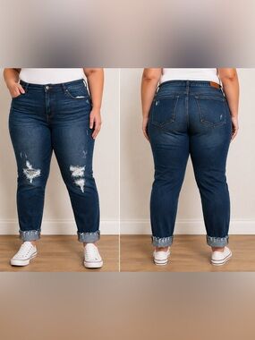 Judy Blue Dark Wash Skinny Jeans with Cuffed Hem- size 16W